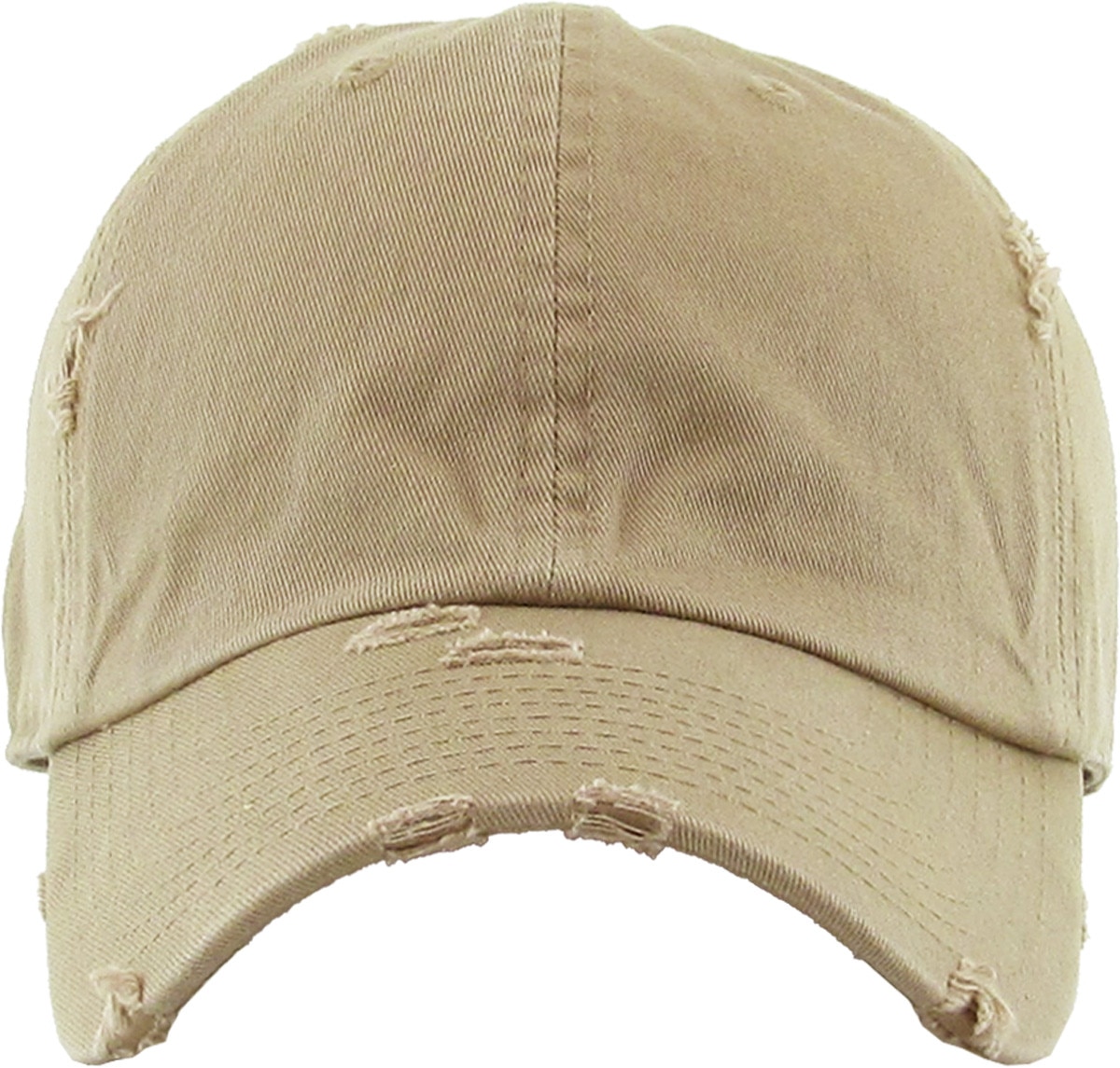 Khaki Distressed Vintage Baseball Cap Front View